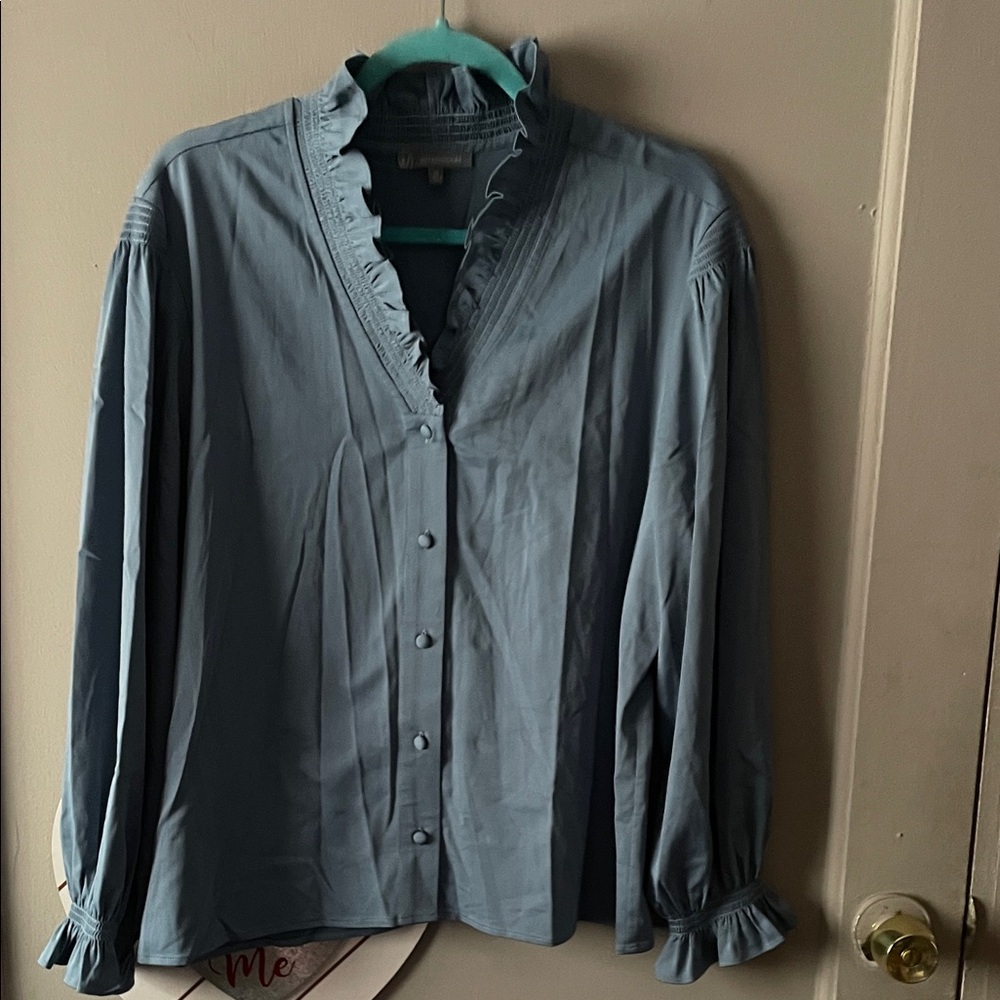 Wit & Wisdom Charcoal Blouse with Ruffle Detail